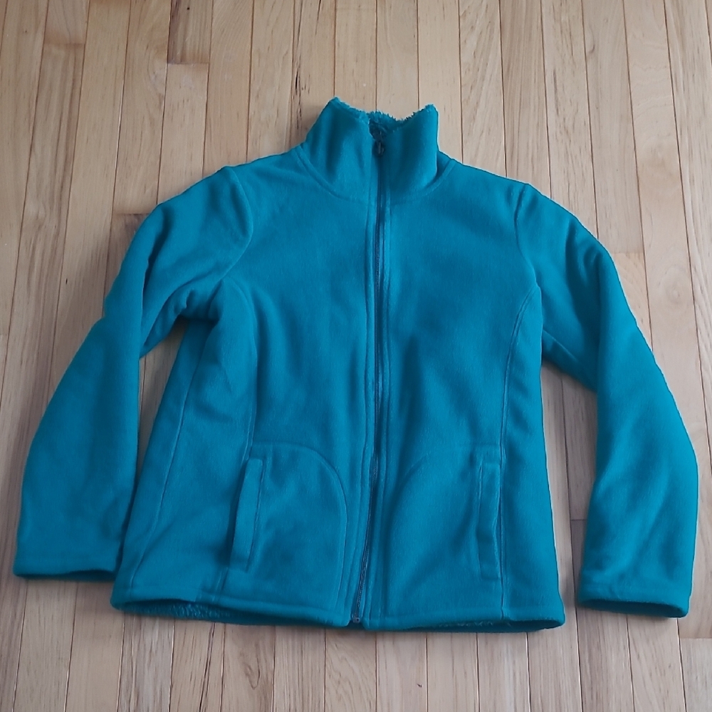 Teal Fleece Zip-Up Jacket